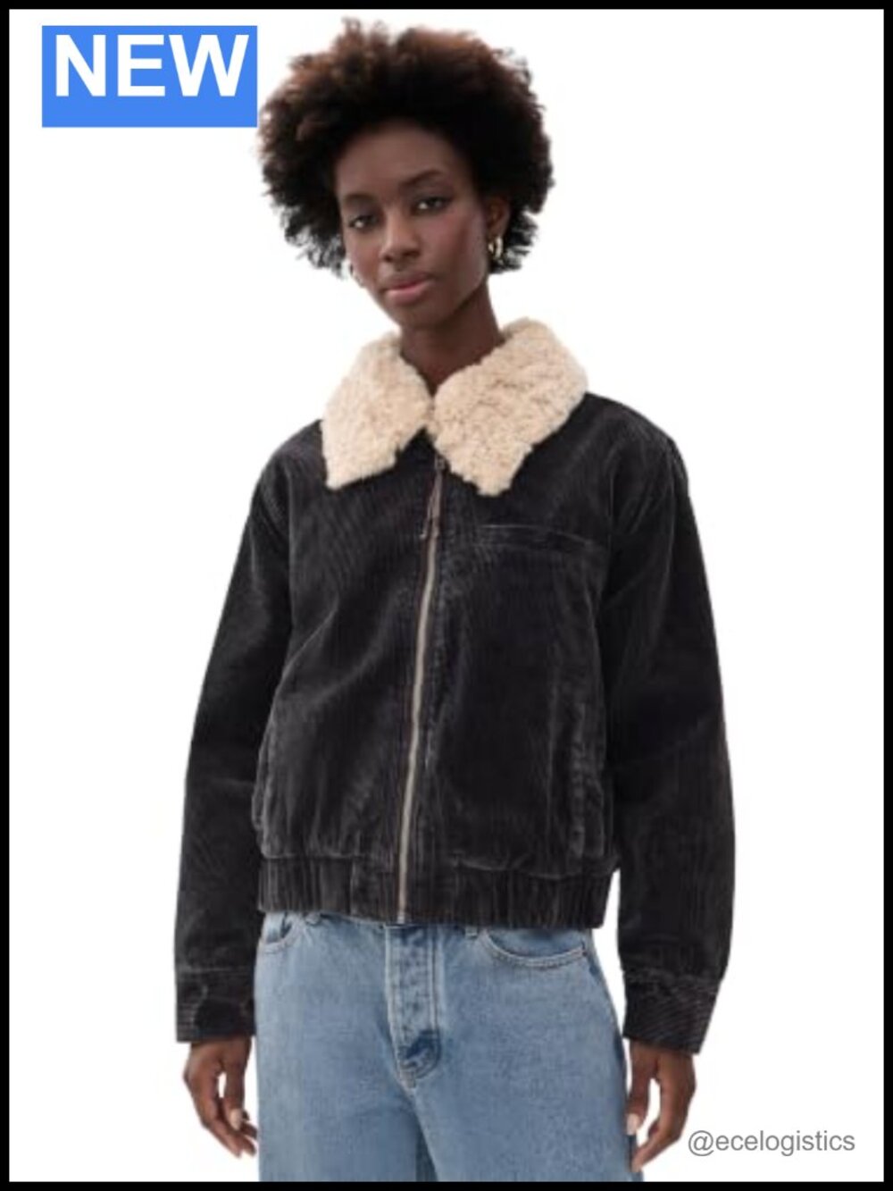 Womens Corduroy Casual Jacket Zip Front Cotton Lined